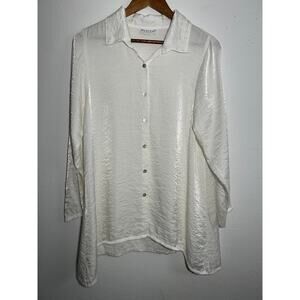 Habitat Tunic Top Semi Sheer Satin like Shimmer White Top S